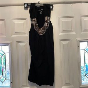 Women’s, black beaded sleeveless top, 100% cotton, size medium